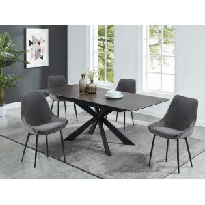 Conjunto de mesa ALBINA   4 sillas MASURIE - Antracita