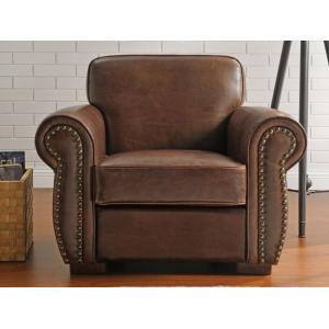 Sillón de piel HECTOR - Marrón - Venta Unica