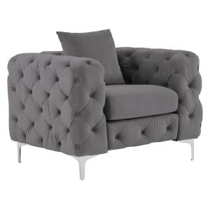 Sillón chesterfield de terciopelo antracita EDWINA