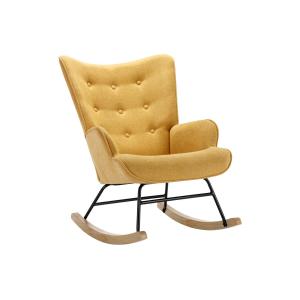 Sillón mecedora de lino amarillo mostaza ELMINA II