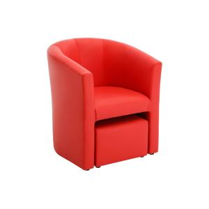 Sillón orejero y chaise longe de piel sintética rojo JOVANA…