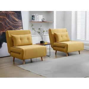 Sillón cama de tela amarillo mostaza URIBIA