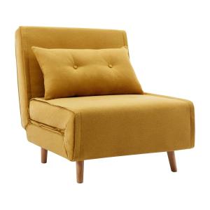 Sillón cama de tela amarillo mostaza URIBIA