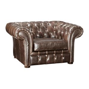 Sillón chesterfield 100% piel envejecida CLOTAIRE