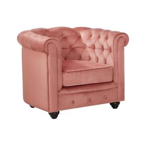 Sillón de terciopelo CHESTERFIELD - Rosa polvo