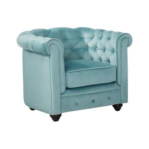 Sillón de terciopelo CHESTERFIELD - Azul pastel