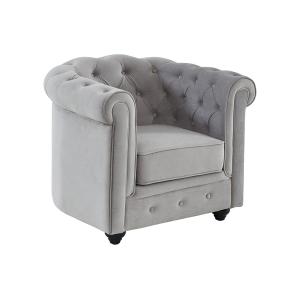 Sillón de terciopelo CHESTERFIELD - Gris plata