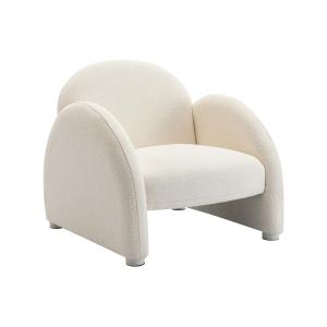 Sillón de tela de tela rizada blanco COLEBRI