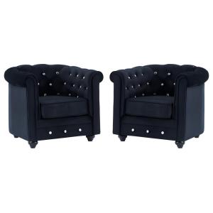 Conjunto de 2 sillones de terciopelo CHESTERFIELD - Negro c…