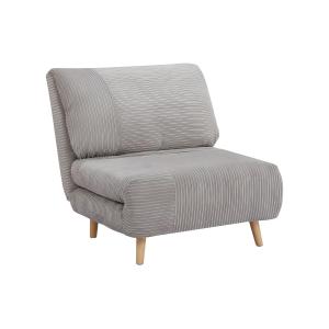 Sillón cama de terciopelo de canalé PALULA - Gris claro