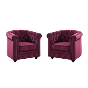 Conjunto de 2 sillones de terciopelo CHESTERFIELD - Púrpura