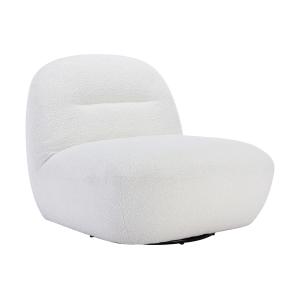 Sillón giratorio de terciopelo blanco POZETI