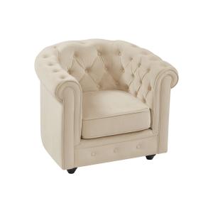 Sillón de terciopelo beige CHESTERFIELD