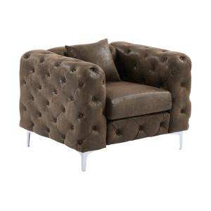 Sillón chesterfield de microfibra con acabado de piel envej…