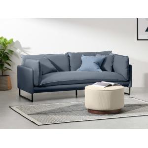 Sofá de 3 plazas de algodón y lino azul MIROSE