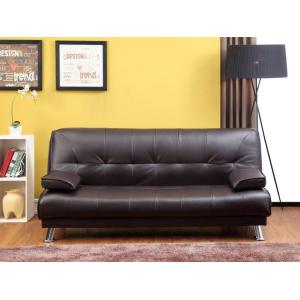 Sofá cama clic-clac MAXIME - Piel sintética - Marrón - Vent…