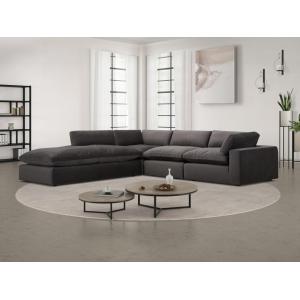 Gran sofá esquinero izquierda de terciopelo gris antracita…