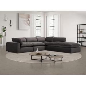Gran sofá esquinero derecho de terciopelo gris antracita AM…