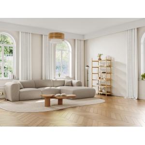 Gran sofá esquinero derecho de tela beige POGNI
