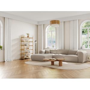 Gran sofá esquinero izquierda de tela beige POGNI