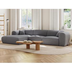 Gran sofá esquinero izquierdo de tela gris POGNI
