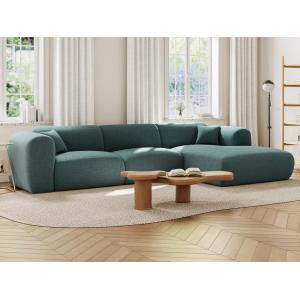 Gran sofá esquinero derecho de tela azul POGNI