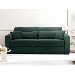 Sofá cama de 4 plazas de estilo italiano de pana verde - So…