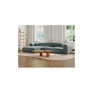 Gran sofá esquinero izquierda de tela texturizada azul POGN…