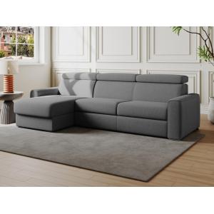 Sofá cama esquinero reversible tipo italiano de tela gris -…