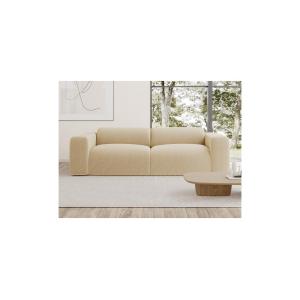 Sofá de 4 plazas de tela texturizada beige POGNI