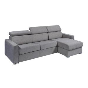Sofá cama esquinero reversible tipo italiano de tela gris -…