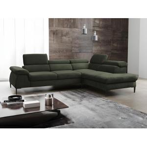 Gran sofá cama esquinero derecho de terciopelo verde SEPINA…