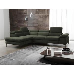 Gran sofá cama esquinero izquierdo de terciopelo verde SEPI…