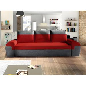 Sofá-cama de 3 plazas GABY de tela - Bicolor rojo y antraci…