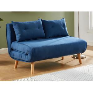 Sofá cama de 2 plazas de tela VALERIO - Azul