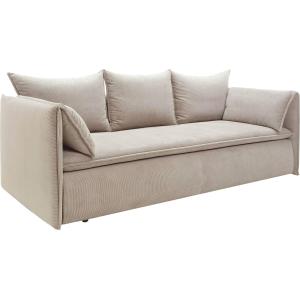 Sofá cama de 3 plazas de terciopelo de canalé beige TEODORA…