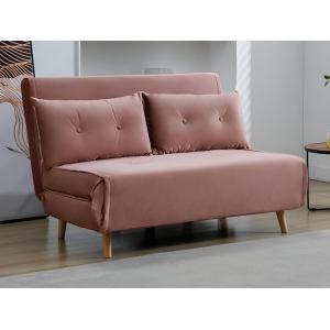 Sofá cama de 2 plazas de terciopelo rosa empolvado URIBIA