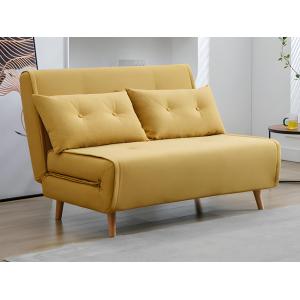 Sofá cama de 2 plazas de tela amarillo mostaza URIBIA