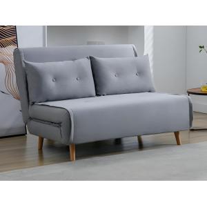 Sofá cama de 2 plazas de tela gris claro URIBIA