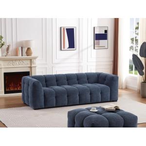 Sofá de 3 plazas de tela de algodón azul DILOME de Pascal M…