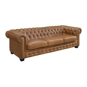 Sofá chesterfield 4 plazas BRENTON 100% piel de búfalo - Ca…