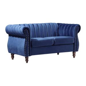 Sofá chesterfield 2 plazas de terciopelo Azul real TRUMBO