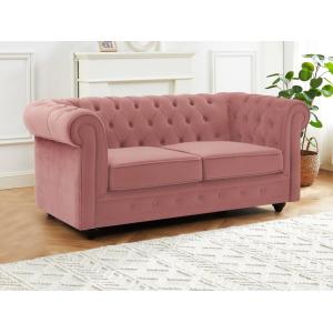 Sofá de 2 plazas de terciopelo rosa pastel CHESTERFIELD