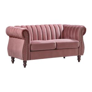 Sofá chesterfield 2 plazas de terciopelo rosa viejo TRUMBO