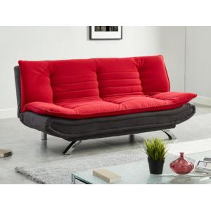 Sofá cama clic-clac tela DEMIDO - Rojo y gris antracita