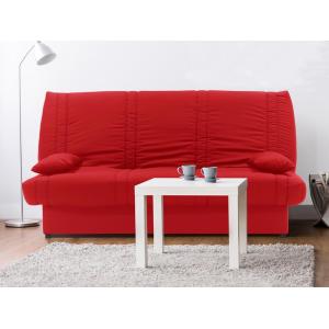 Sofá cama clic-clac de tela FARWEST con baúl - Rojo II