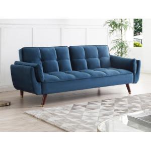 Sofá cama de 3 plazas de terciopelo azul GULCAN