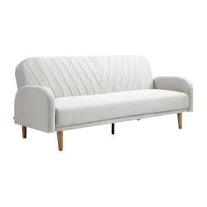 Sofá cama de 3 plazas clic-clac de tela crema VENAFRA
