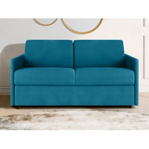 Sofá cama italiano 2 plazas de tela CALIFE - Azul - Cama 12…