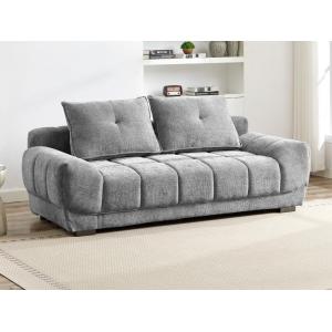 Sofá cama de 3 plazas de tela gris FERLI